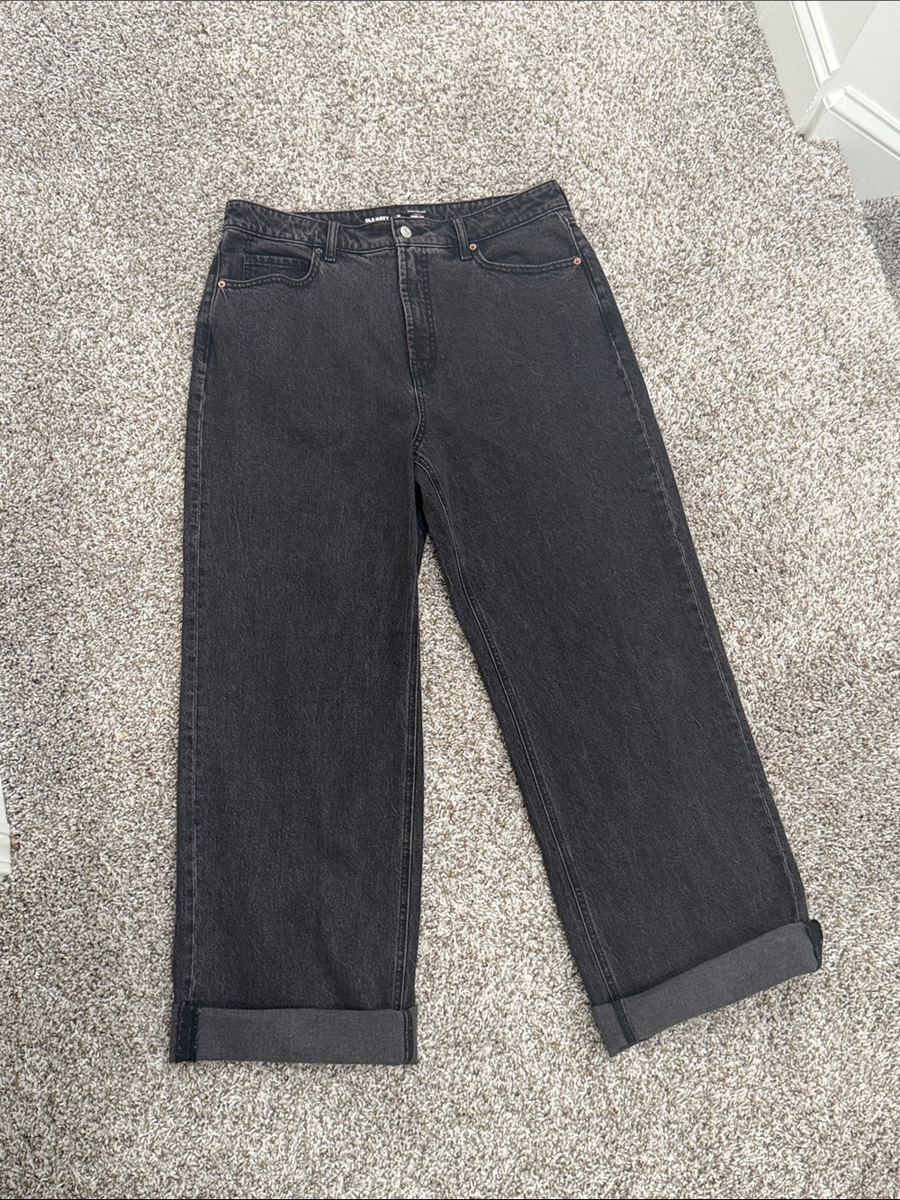Old Navy Extra High-Rise Curvy Black Wide-Leg Jeans NEW